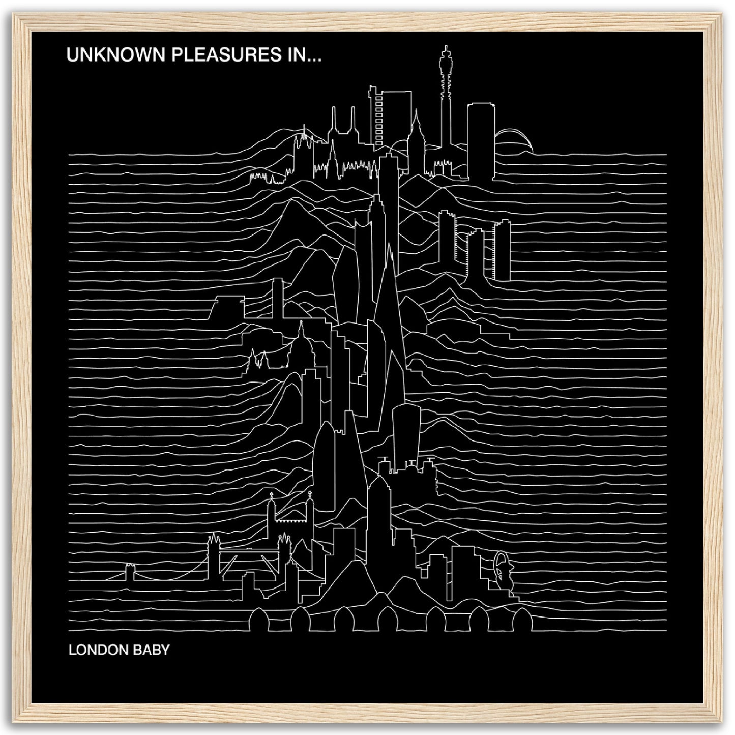 London Remix Album Art - Unknown Pleasures Wooden Framed Print