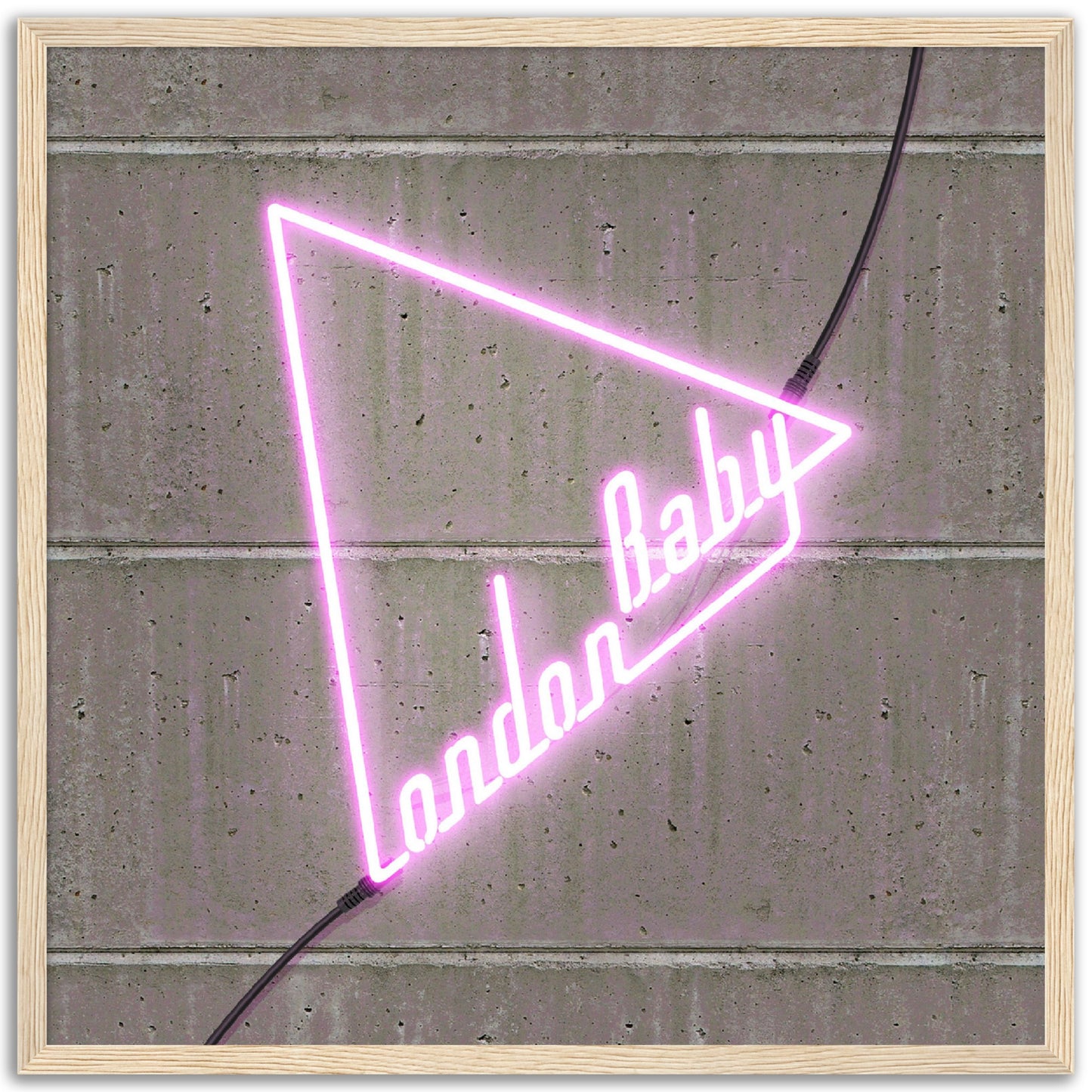 LondonBaby Art - Neon Logo Wooden Framed Print