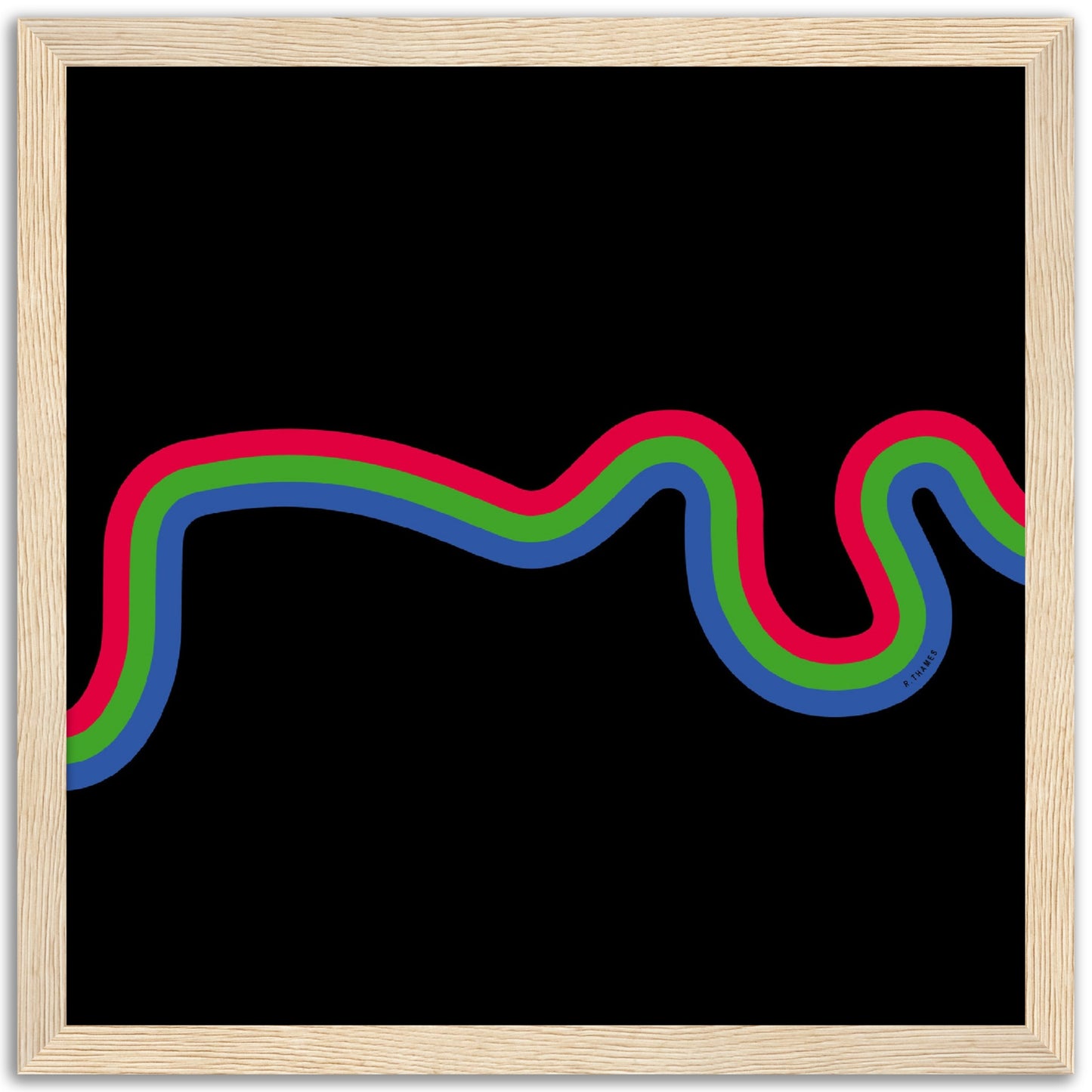 LondonBaby Art: River Thames RGB Graphic Black - Wooden framed print