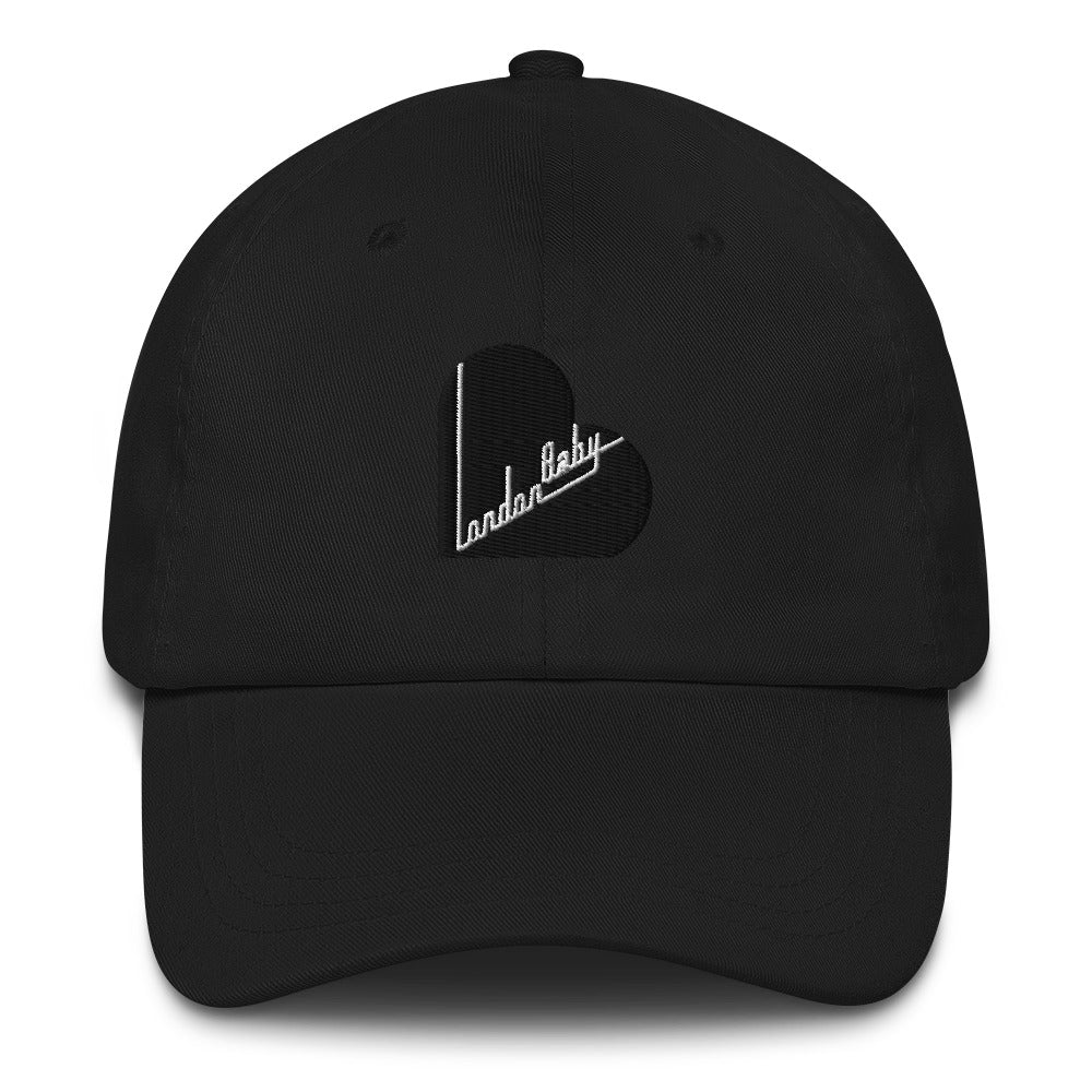 Products Totelly LondonBaby Black Heart Logo Mono Black Baseball Cap