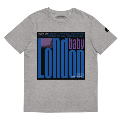 Kind of Blue, Blue Note album cover LondonBaby remix grey heather white T-shirt design